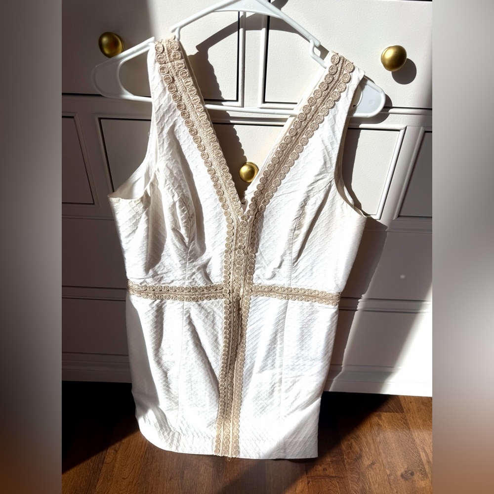 Lilly Pulitzer White Dress with Gold Accents